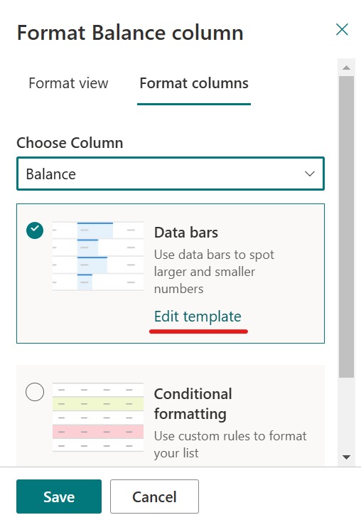 Data bar option